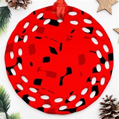 Red And Black Pattern Ornament (round Filigree) 