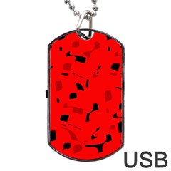 Red And Black Pattern Dog Tag Usb Flash (two Sides) 