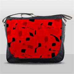 Red And Black Pattern Messenger Bags by Valentinaart