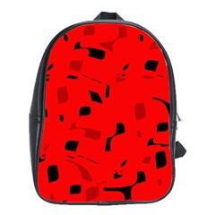 Red And Black Pattern School Bags (xl)  by Valentinaart