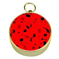 Red And Black Pattern Gold Compasses by Valentinaart