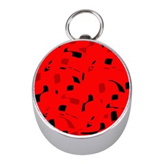 Red And Black Pattern Mini Silver Compasses