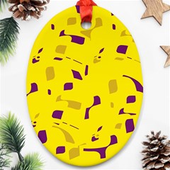 Yellow And Purple Pattern Ornament (oval)  by Valentinaart