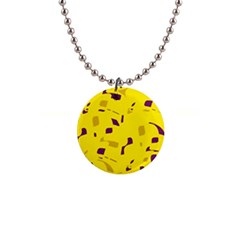 Yellow And Purple Pattern Button Necklaces