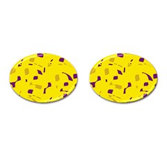 Yellow And Purple Pattern Cufflinks (oval) by Valentinaart