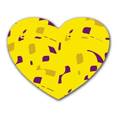 Yellow And Purple Pattern Heart Mousepads by Valentinaart