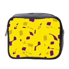 Yellow And Purple Pattern Mini Toiletries Bag 2-side by Valentinaart