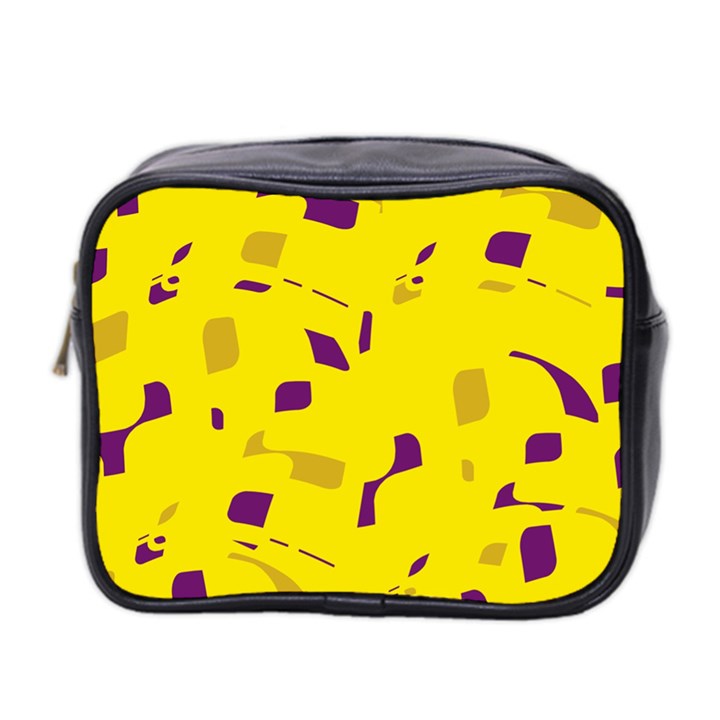 Yellow and purple pattern Mini Toiletries Bag 2-Side