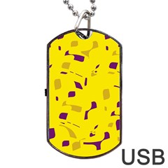 Yellow And Purple Pattern Dog Tag Usb Flash (one Side)