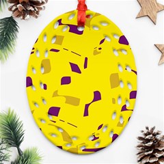 Yellow And Purple Pattern Ornament (oval Filigree) 