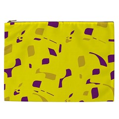 Yellow And Purple Pattern Cosmetic Bag (xxl)  by Valentinaart