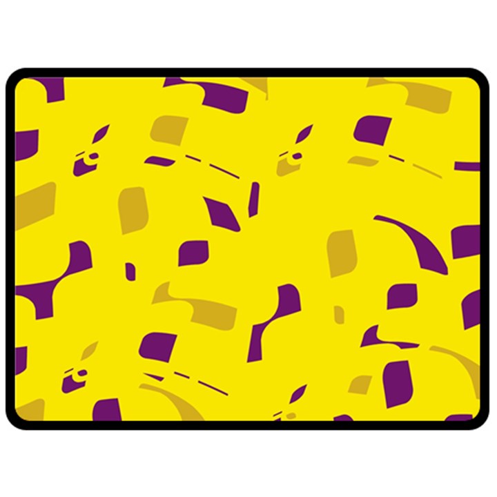 Yellow and purple pattern Double Sided Fleece Blanket (Large) 