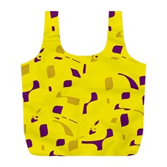 Yellow And Purple Pattern Full Print Recycle Bags (l)  by Valentinaart