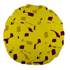 Yellow And Purple Pattern Large 18  Premium Flano Round Cushions