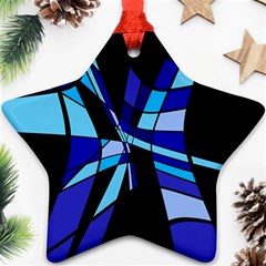 Blue Abstart Design Ornament (star)  by Valentinaart