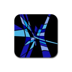 Blue Abstart Design Rubber Square Coaster (4 Pack)  by Valentinaart