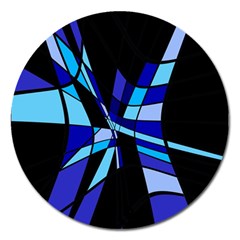 Blue Abstart Design Magnet 5  (round) by Valentinaart