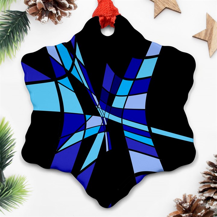 Blue abstart design Snowflake Ornament (2-Side)