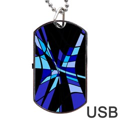 Blue Abstart Design Dog Tag Usb Flash (two Sides) 