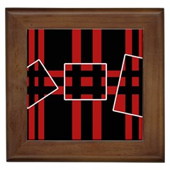 Red And Black Geometric Pattern Framed Tiles by Valentinaart