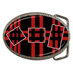 Red And Black Geometric Pattern Belt Buckles