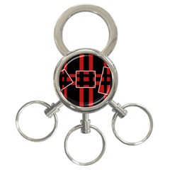 Red And Black Geometric Pattern 3-ring Key Chains by Valentinaart