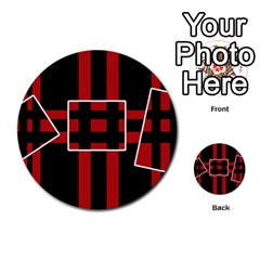 Red And Black Geometric Pattern Multi-purpose Cards (round) 