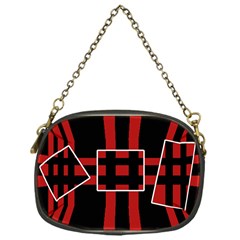 Red And Black Geometric Pattern Chain Purses (one Side)  by Valentinaart