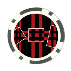 Red And Black Geometric Pattern Poker Chip Card Guards (10 Pack)  by Valentinaart