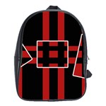 Red and black geometric pattern School Bags(Large)  Front