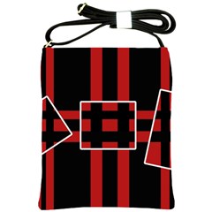 Red And Black Geometric Pattern Shoulder Sling Bags by Valentinaart