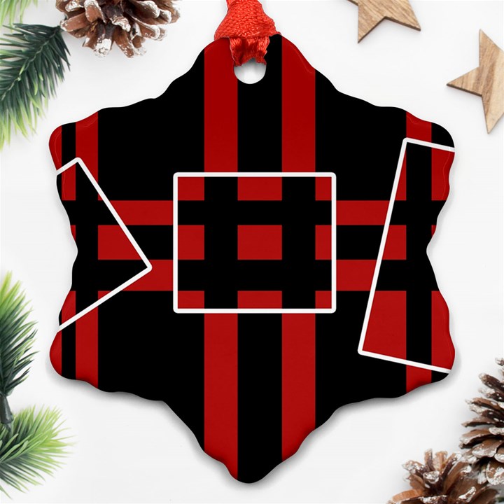 Red and black geometric pattern Ornament (Snowflake) 