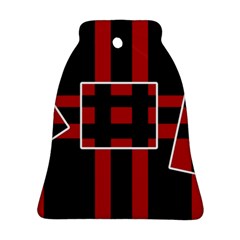 Red And Black Geometric Pattern Ornament (bell)  by Valentinaart