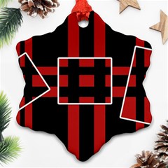 Red And Black Geometric Pattern Snowflake Ornament (2-side)