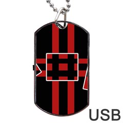 Red And Black Geometric Pattern Dog Tag Usb Flash (one Side) by Valentinaart