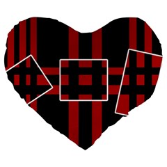 Red And Black Geometric Pattern Large 19  Premium Heart Shape Cushions by Valentinaart