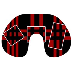 Red And Black Geometric Pattern Travel Neck Pillows