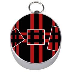 Red And Black Geometric Pattern Silver Compasses by Valentinaart