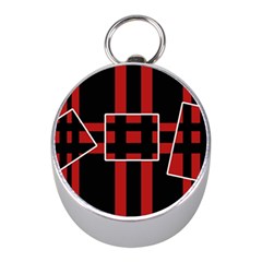 Red And Black Geometric Pattern Mini Silver Compasses