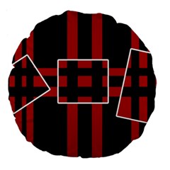 Red And Black Geometric Pattern Large 18  Premium Flano Round Cushions