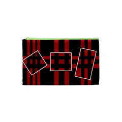 Red And Black Geometric Pattern Cosmetic Bag (xs) by Valentinaart