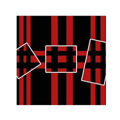 Red And Black Geometric Pattern Small Satin Scarf (square) by Valentinaart