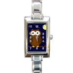 Cute owl Rectangle Italian Charm Watch Front