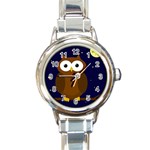 Cute owl Round Italian Charm Watch Front