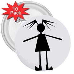 Teenage Girl 3  Buttons (10 Pack)  by Valentinaart