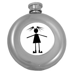 Teenage Girl Round Hip Flask (5 Oz) by Valentinaart