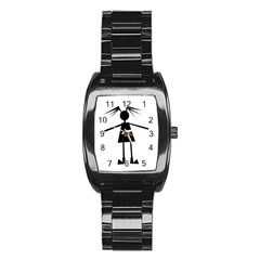 Teenage Girl Stainless Steel Barrel Watch