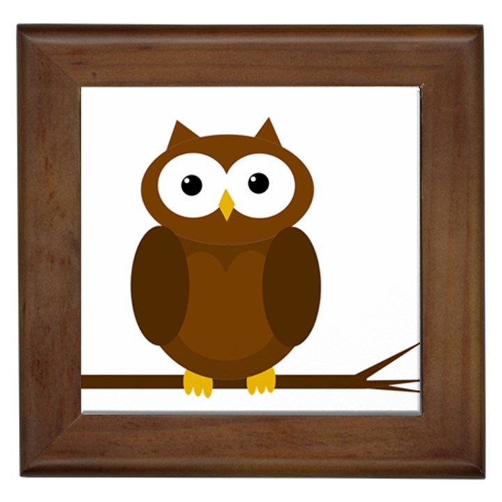 Cute transparent brown owl Framed Tiles