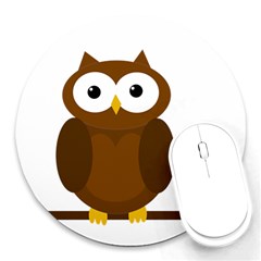 Cute Transparent Brown Owl Round Mousepads by Valentinaart