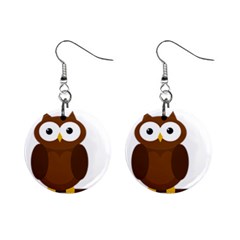 Cute Transparent Brown Owl Mini Button Earrings